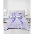 thumbnail image 3 of Purple Bow Queen Size Down Alternative Comforter, Lightweight Comforter Quilt Bedding Set with Pillow Shams Cute Bowknot Simple Pure Color All Seasons Bed Comforter Duvet Insert 90"x96", 3 of 7