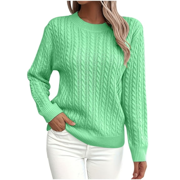 Womens Knitted Sweaters, Long Sleeve Pullover for Women Fall Fashion Loose Fit Hollow Solid Color Crewneck Sweatshirts S-XL