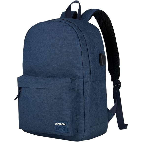 Casual Laptop Backpack for Men and Women, Backpack for College, USB Charging Port, Lightweight Pack Back(Navy blue)