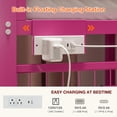 thumbnail image 3 of ARICOEASY Twin Over Twin Metal Bunk Beds with Removable Desk & Ladder, Metal Bed with Safety Guardrail,Ladder,Space Saving, Pink, 3 of 9