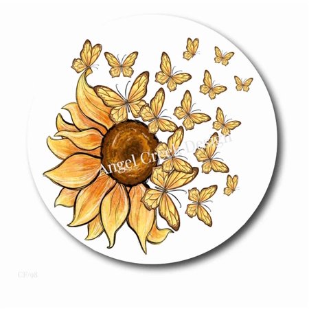 DOPASTICKER Yellow Butterflies Sunflower Scrapbook Stickers Sunflower Phone Decal Water Bottle Stickers Cars Stickers Water Bottle Stickers For Kids