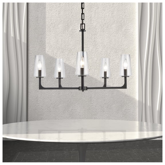 Elk Home 28-Inch Wide Fitzroy Chandelier, Transitional, Matte Black
