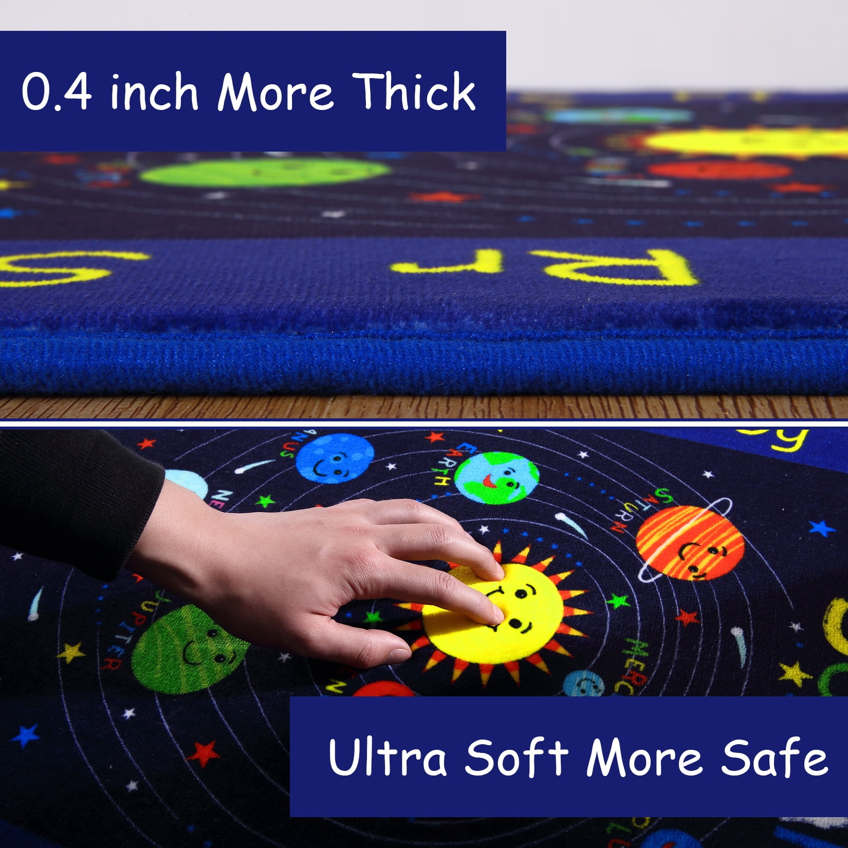 ChaoLink Kids Solar System Educational Rug Galaxy Outer Space Kids Rugs for Playroom Learning Planet Non Slip Kids Playmat Car RugA