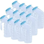 Vakly Male Urinal with Glow in The Dark Cover - 32 oz Plastic Urine Bottles - 12 Pack