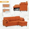 thumbnail image 2 of ACMEASE 84" Chenille Sectional Sleeper Sofa w/Adjustable Backrests, Pull Out Sofa Bed w/USB Charger Port& Reversible Storage Chaise, Convertible L-Shaped Sofa with Cup Holders for Living Room,Orange, 2 of 7
