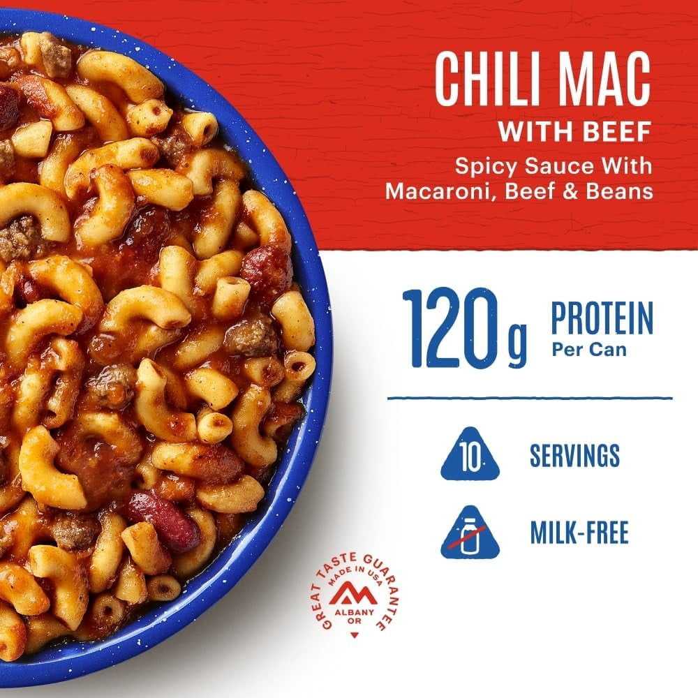 (6 Cans Pack) Mountain House Chili Mac With Beef #10 Can Freeze Dried Camping Food for Emergency