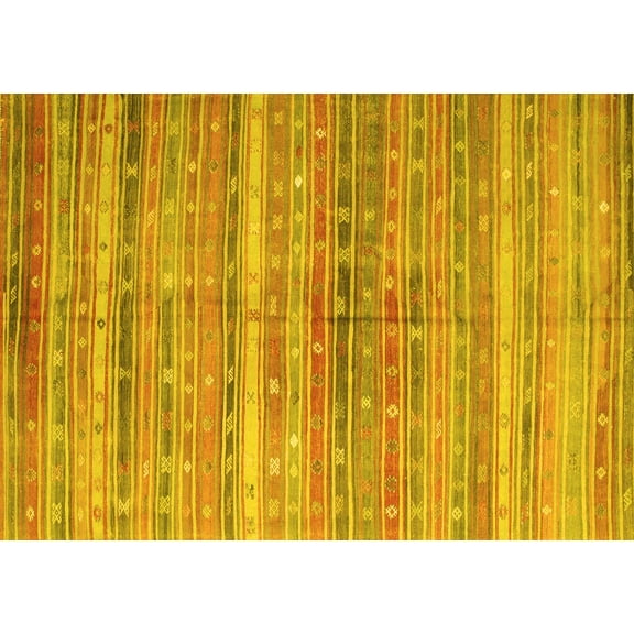 Ahgly Company Machine Washable Indoor Rectangle Southwestern Yellow Country Area Rugs, 6' x 9'