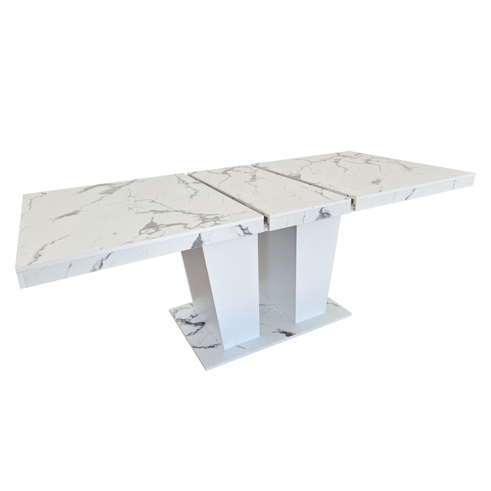 MAYEERTY Expandable Rectangular Dining Table for 6 to 10 People, Extendable Kitchen Dining Table with Hidden Built-in Extension Panel, Sfor Dining Room, Apartment, Kitchen, Family Gathering Furniture