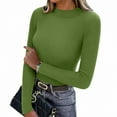 thumbnail image 7 of Nmnitkp Women's Turtleneck Long Sleeve Shirts Thermal Underwear Tops Basic Slim Fit Fall Fashion Lightweight Top Army Green L, 7 of 7