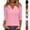 Pink, variant on Women's Summer Casual Shirts Loose Fit V Neck 3/4 Plain Sleeve Solid Color Blouses Basic Pleated Tops