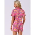 thumbnail image 4 of DARING DIVA Women's Hawaiian Shirt with Shorts Pajamas Set S Rose Red, 4 of 6