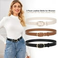 thumbnail image 2 of CHUNYAN 3 Pack Women's Leather Belts for Jeans Pants Fashion Ladies Belt with Gold Buckle 42inch, 2 of 5