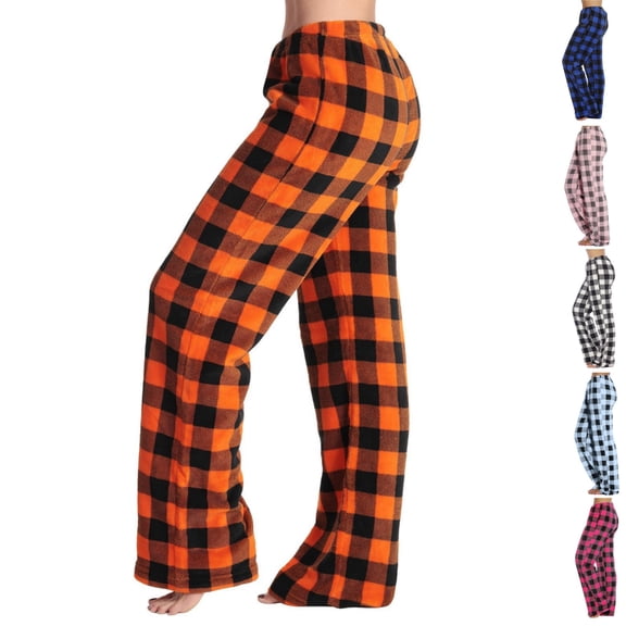 HAJWOH Womens Pajama Pants Plaid Soft Lounge Warm Bottoms Christmas Winter Holiday with Elastic Waist