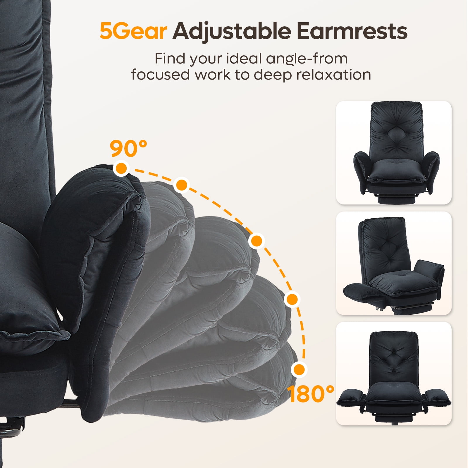 Bestier Big and Tall Executive Office Chair with Flip-up Arms for Adult, Wide Seat Ergonomic Computer Desk Chair,High Back Velvet Comfy Cross-Legged Office Chair with Footrest and Side Pockets, Black