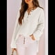thumbnail image 5 of Suéteres de Gran Tamaño para Mujer, con Mangas Largas de Murciélago, Cuello en V Holgado, Botones, Estilo Henley, Jersey de Punto. Crema L, 5 of 6