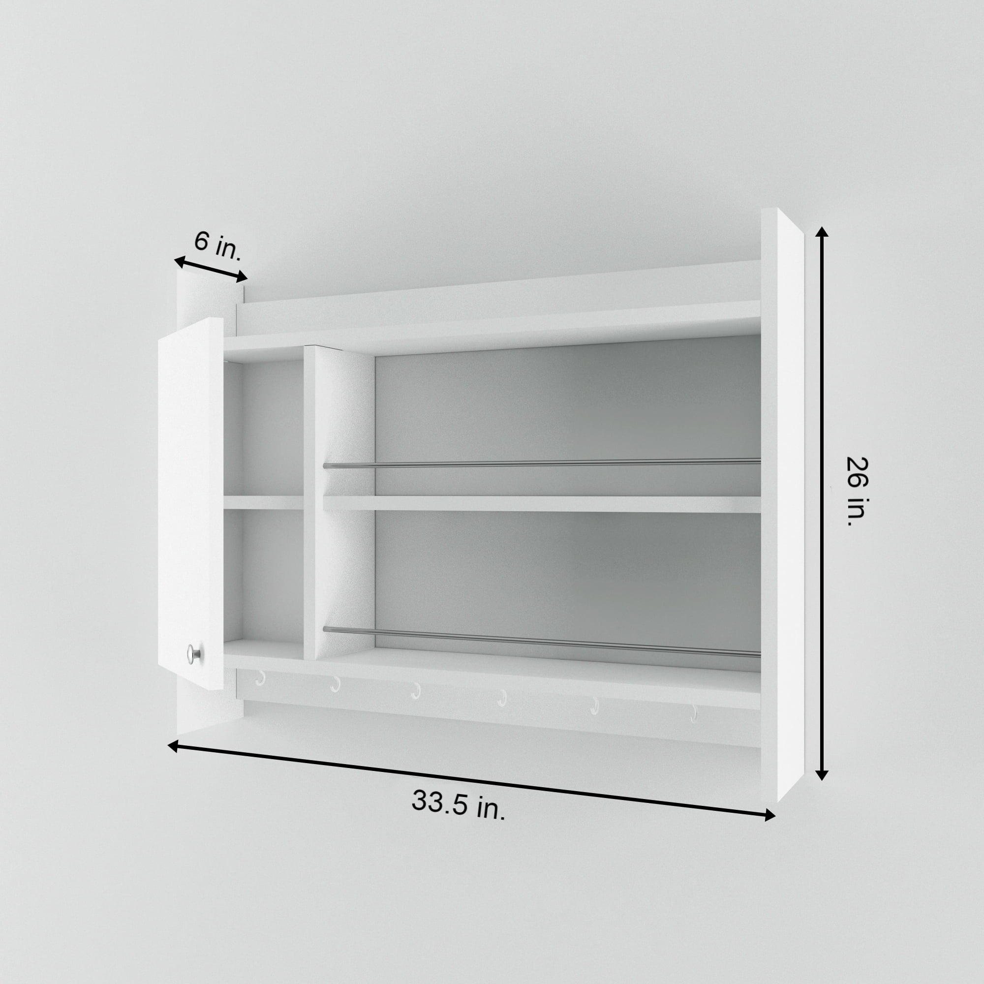 Ada Home Decor Furniture 4 Tier 33.5" White Knott Modern Hanging Floating Shelves