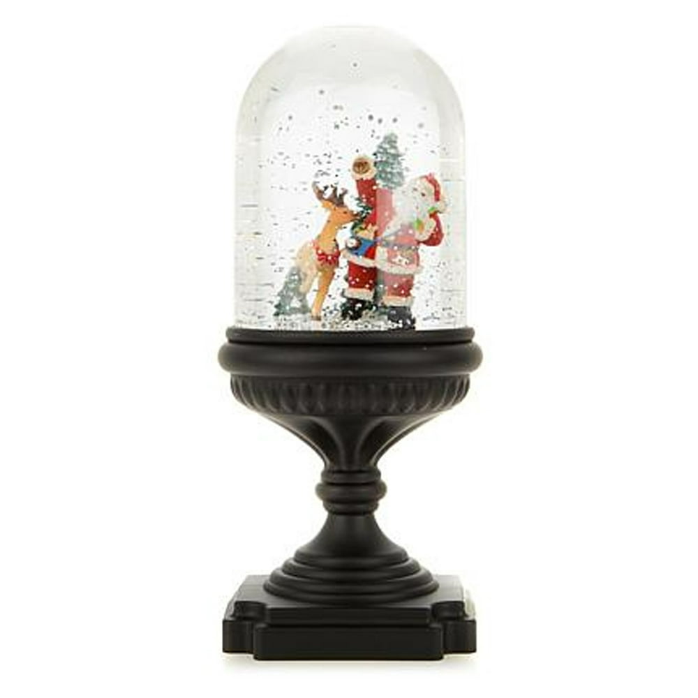 Winter Lane Cascading Musical Lighted Snow Globe Santa