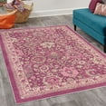thumbnail image 2 of Vintage Decorative Rug, Folk Floral Motifs Nostalgic Swirls and Shapes in Earthy Tones Art, Quality Carpet for Bedroom Dorm and Living Room, 6 Sizes, Dark Magenta, by Ambesonne, 2 of 4