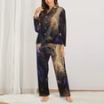 thumbnail image 2 of Picia Purple Flower Lazy Cat Pattern Women’s Long-Sleeve Sleepwear Set - Soft 2-Piece Loungewear with Pockets, Comfy PJs for Relaxing Nights-, 2 of 7