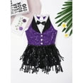thumbnail image 3 of iiniim Kids Girls Sequins Sleeveless Tassel Latin Jazz Ballroom Dance Dress Leotard Tutu Skirt Size 6-16 Purple 14, 3 of 7