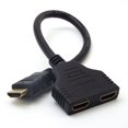 thumbnail image 4 of 1080P HDMI-compatible Port Male To 2 Female 1 In 2 Out Splitter Cable Ad Ter Durable Converter Cable HDMI-compatible black, 4 of 8