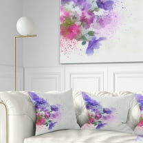 Designart Little Purple Flowers Hand drawn - Flowers Throw Pillowwork - 16x16