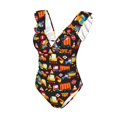 thumbnail image 4 of Yiaed Construction Truck Print Women's Ruffled One Piece Swimsuit V Neck Swimwear Slimming Monokini for Woman-XX-Large, 4 of 8