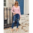 thumbnail image 4 of Zeagoo Long Sleeve Shirt for Woman V-Neck T Shirt Solid Casual Basic Tops Fall Tees Summer Clothing, 4 of 7