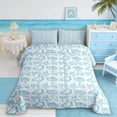 thumbnail image 2 of Manfei Teal White Seashell Bow Starfish Queen Comforter Set for Kids Boys and Girls, Cartoon Sealife Bedding Comforter Set, Navy Reversible 3-Piece, 1 Comforter and 2 Pillowcases, 2 of 6