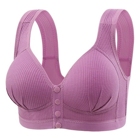 FUNUONY 2025 New Women s Push Up Bra Underwire Plunge Full Coverage Bras Women Lace Frongt Button Shaping Cup Adjustable Shoulder Strap Large Size Bra Purple L