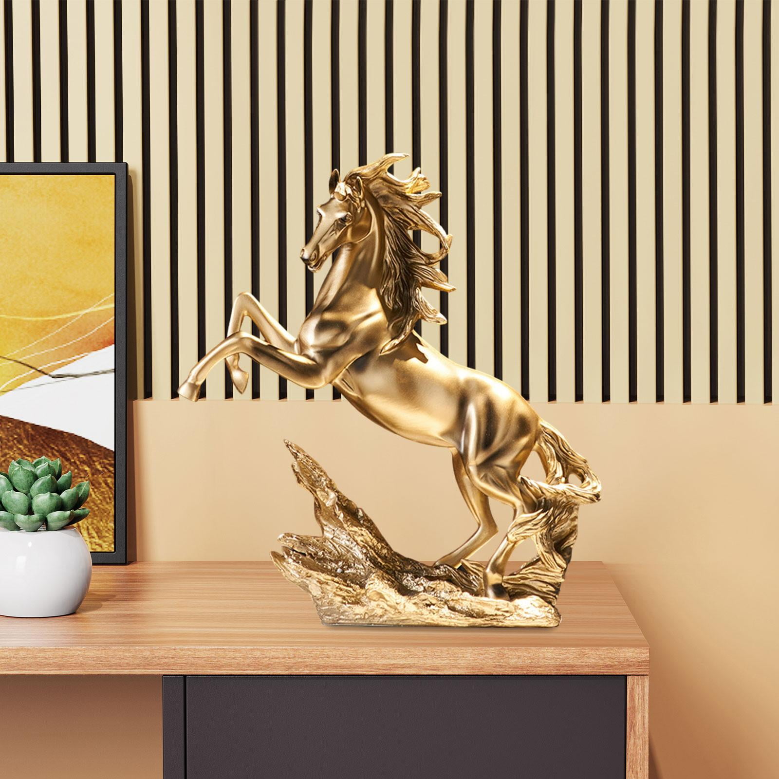 yuksok Resin Standing Horse Statue Sculpture Gold Colour Hand