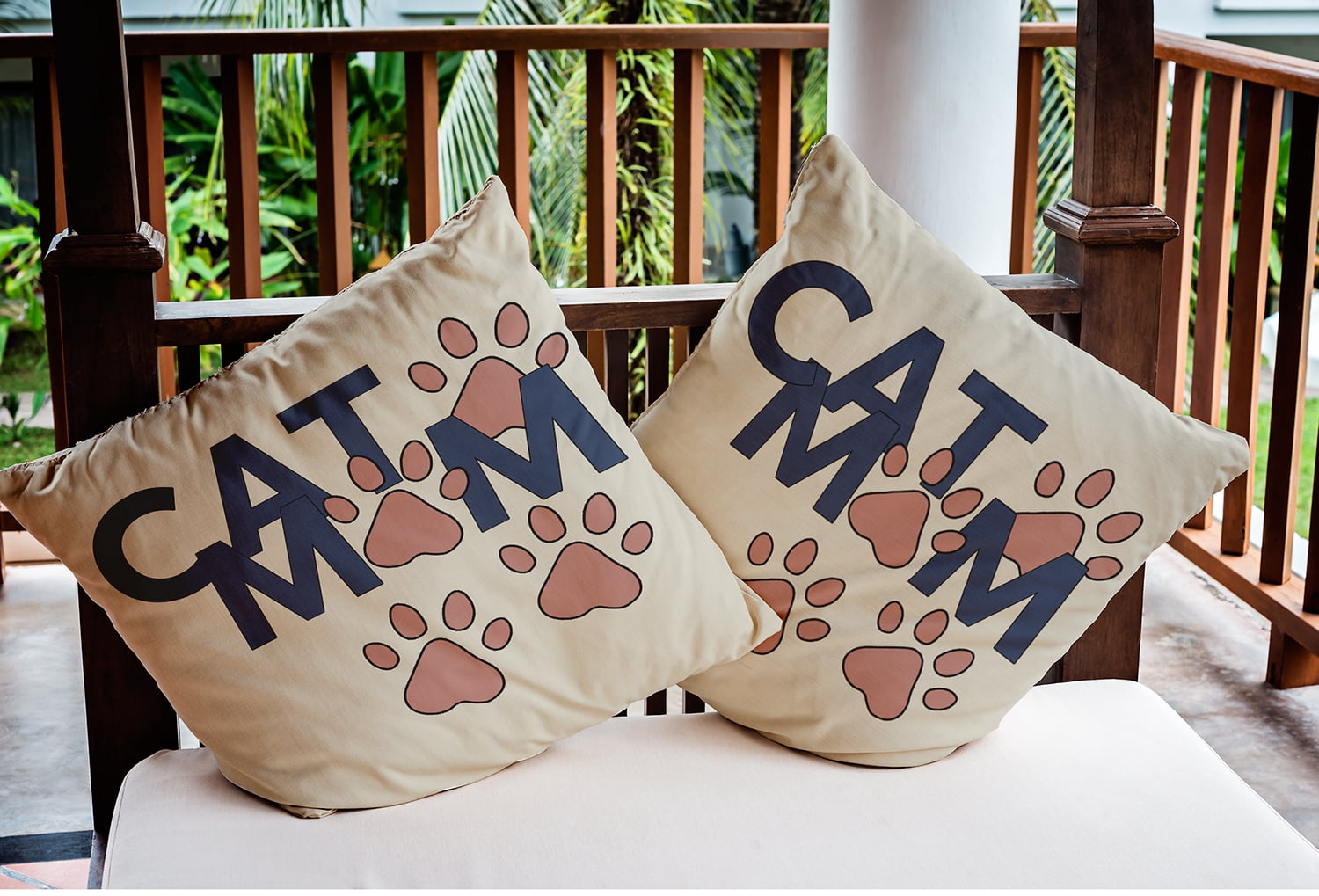 16" x 16" Simply Daisy Cat Mom Indoor/Outdoor Pillow, Mauve Qty 1