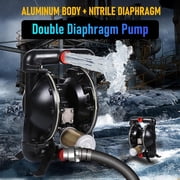 Air-Operated Double Diaphragm Pump, 1.5 inch Inlet & Outlet, Aluminum Alloy Body, 90GPM & Max 120PSI, Santoprene Diaphragm Transfer Pump for Petroleum, Diesel, Oil and Low Viscosity Fluids