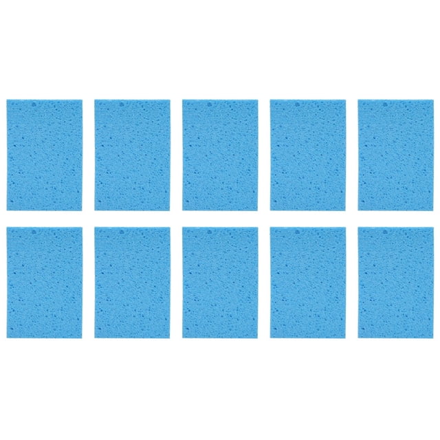 Esponjas multiusos de pulpa de madera: paquete de 10 herramientas de limpieza azules para eliminar manchas