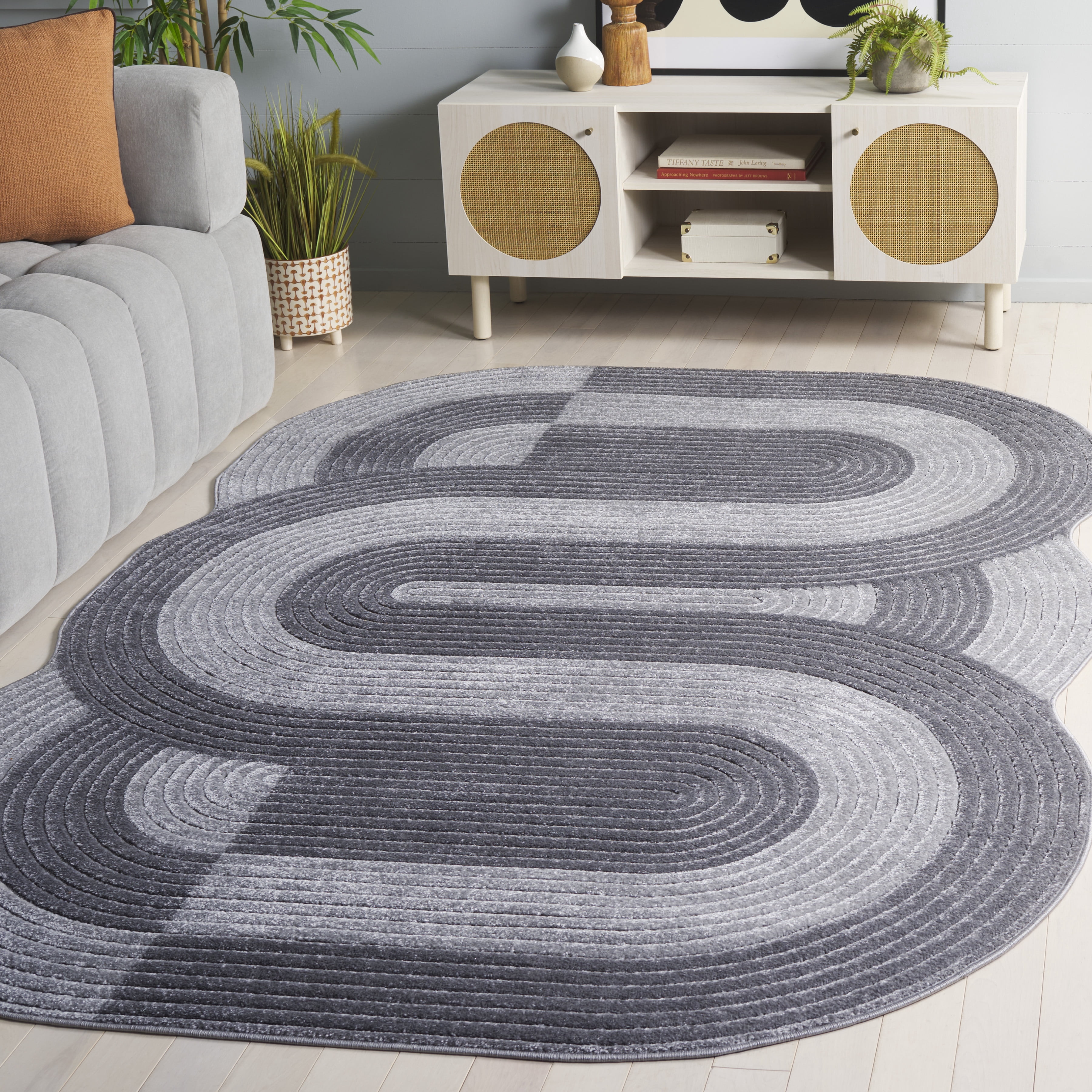 SAFAVIEH Contour Jakov Geometric Area Rug, Grey/Dark Grey, 8' x 10'