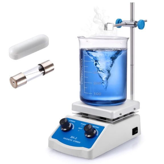 FOUR E's Scientific Magnetic Stirrer Hot Plate with Stir Bar, 100-1500 RPM Magnetic Stir Plate, Max Temp 520°F, Max 2L Stirring Capacity