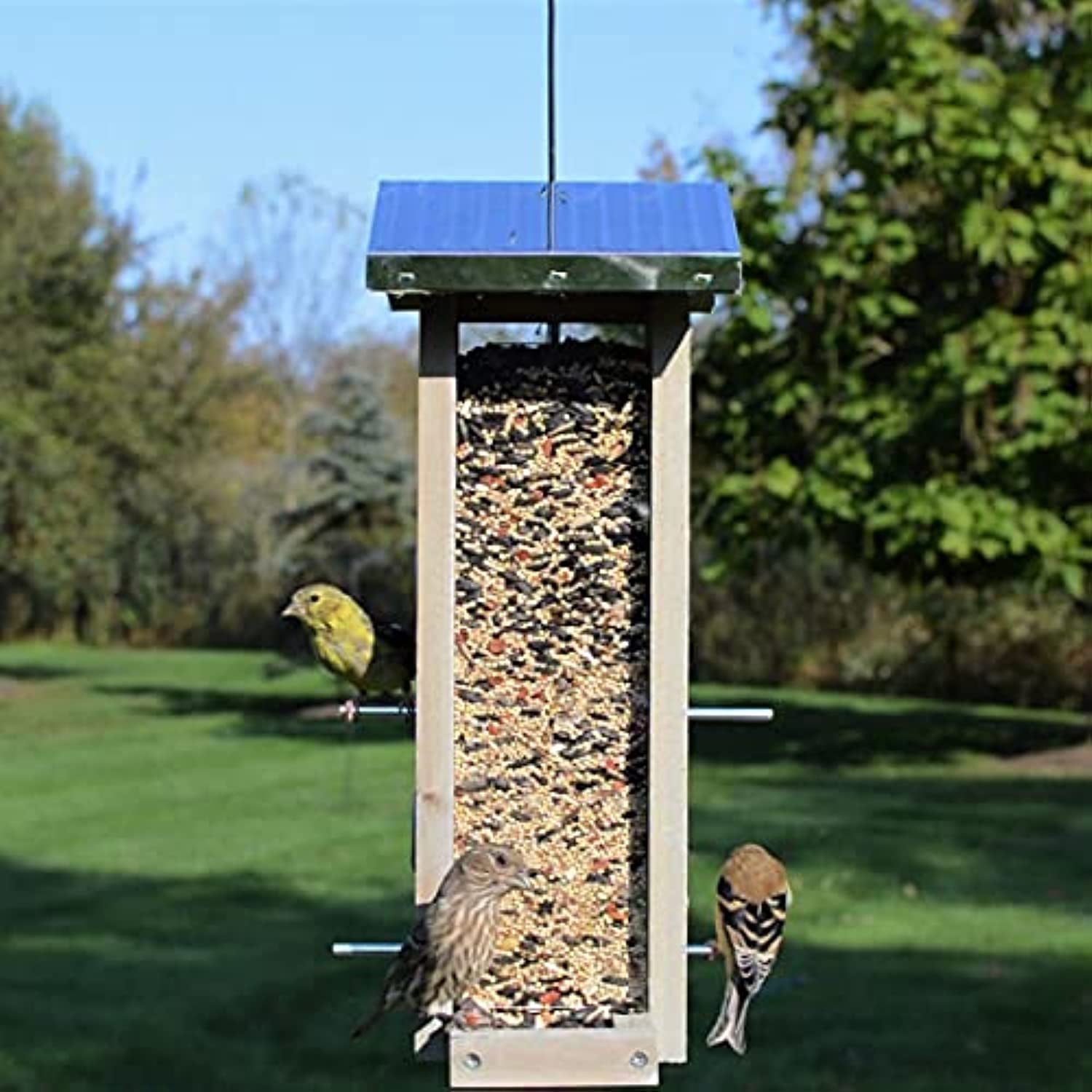 Natures Way Bird Products WWGF1 1.5 qt. Galvanized Weathered Vertical Feeder - 14 x 7 x 8.25 in.