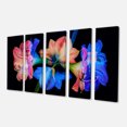 thumbnail image 2 of Abstract Blue Red Flower on Black - Extra Large Floral Wall Art, 2 of 3