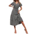 thumbnail image 3 of VISgogo Vestido Mujer, Patrones Estampados Escote en V Manga Corta de Una Pieza con Botones y Cordón para Verano, S/M/L/XL/XXL VISgogo moda, 3 of 4