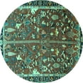 thumbnail image 1 of Ahgly Company Indoor Round Animal Turquoise Blue Traditional Area Rugs, 5' Round, 1 of 4