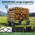 thumbnail image 3 of GVDV Heavy Duty Folding Wagon with Bench Seat – 550lbs/220L Large Collapsible Cart for Beach, Camping, Shopping, Tailgating, Sports & Groceries, Black, 3 of 8