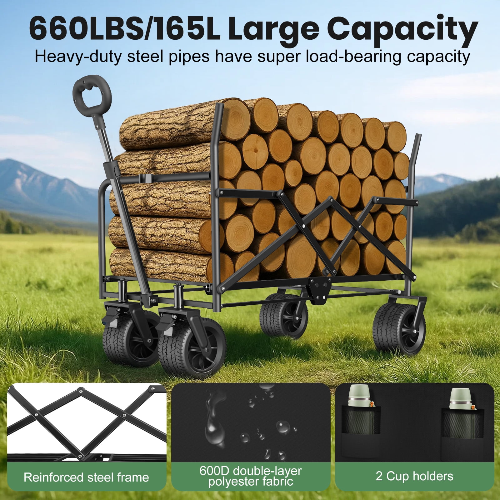 GVDV 3-in-1 Collapsible Wagon Cart