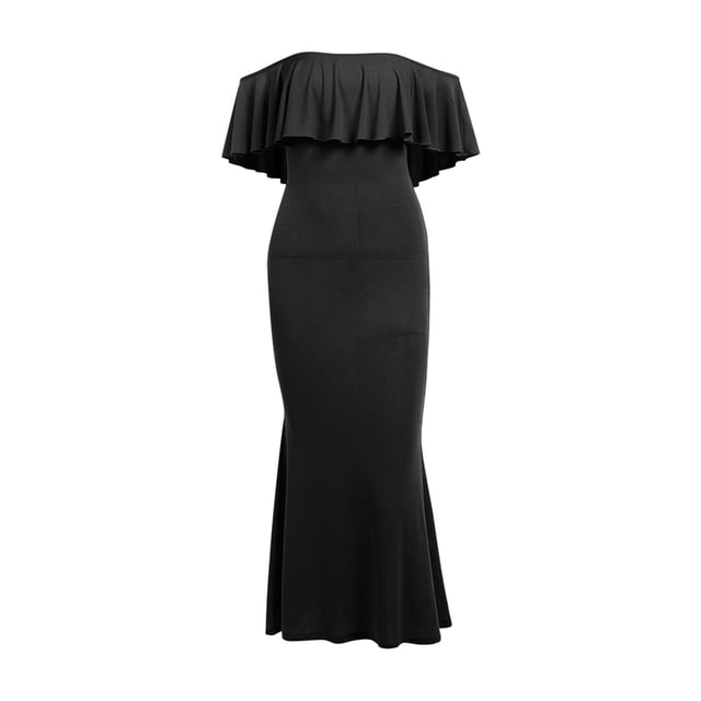 VISgogo, vestido de noche con hombros descubiertos para mujer, elegante vestido de baile con volantes de Color sólido para cóctel, fiesta de boda VISgogo moda
