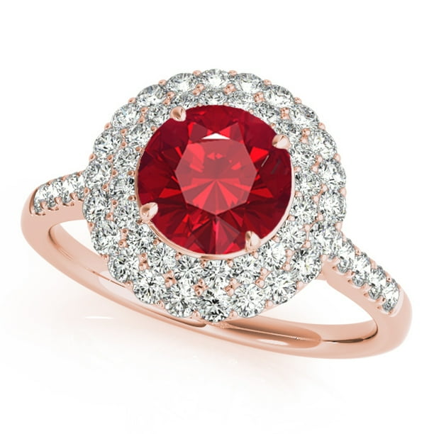 Aonejewelry - 1.25 Ct. Ttw Halo Antique Design Created Ruby And Diamond ...