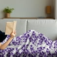 thumbnail image 3 of Orchids Soft Flannel Fleece Throw Blanket, Pastel Exotic Flowering Plants Blossom Monochrome Tropical Flourish Style, Cozy Plush for Indoor and Outdoor Use, 50" x 60", Purple and White, by Ambesonne, 3 of 5