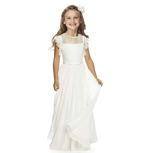Ropa infantil, vestidos de novia para niños, vestidos de princesa de gasa con encaje para cumpleaños de niñas