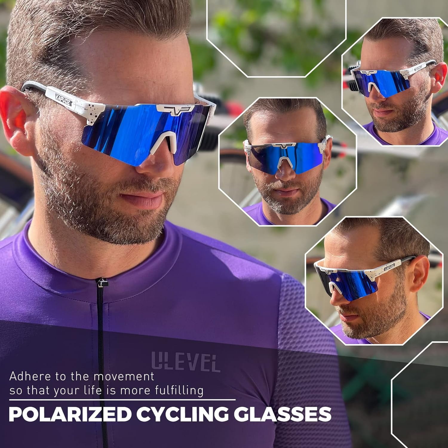 KAPVOE Polarized Cycling Sunglasses UV400 Protection for Men Women