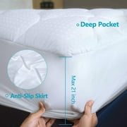 MERITLIFE Extra Thick Cooling Mattress Topper for Back Pain, 100% 400TC Waterproof Mattress Pad Cover - Down Alternative Pillow Top, Hotel Quality Hypoallergenic Queen Size, White
