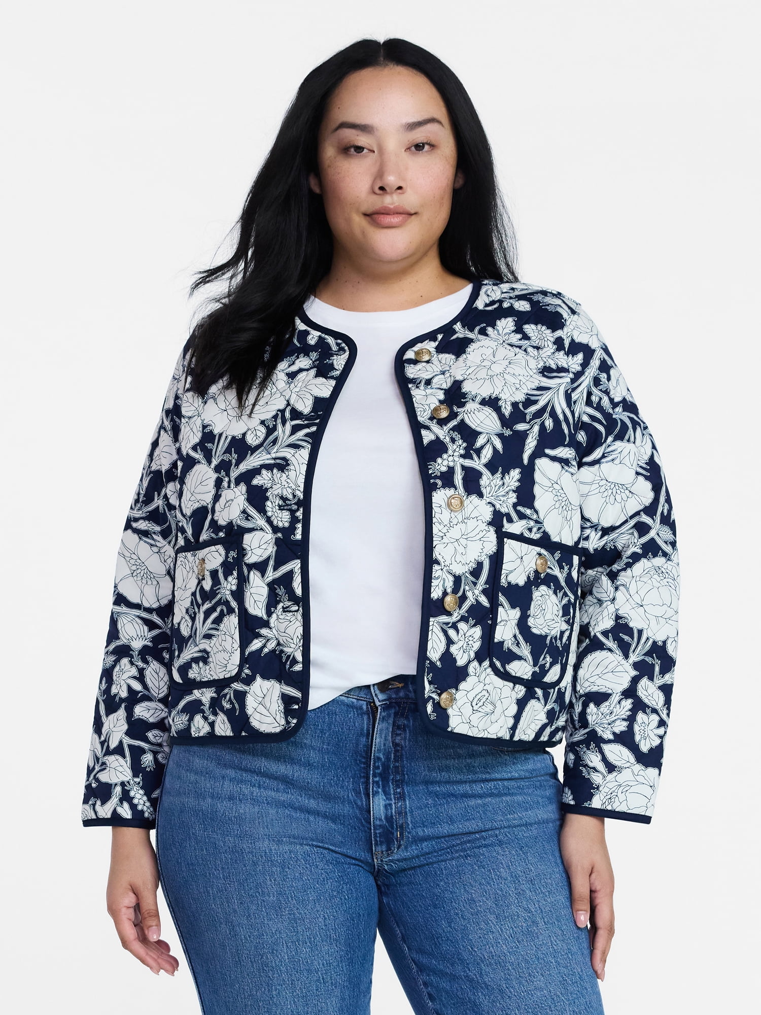 Time and Tru Women's Quilted Cotton Jacket, Sizes XS-XXXL