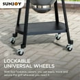 thumbnail image 5 of Sunjoy Group Egg-Shaped Charcoal Grill Ceramic Stainless Steel 20 Inch Kamado BBQ Smoker with Pizza Stone 46.22" x 25.75" x 46.46", 5 of 14